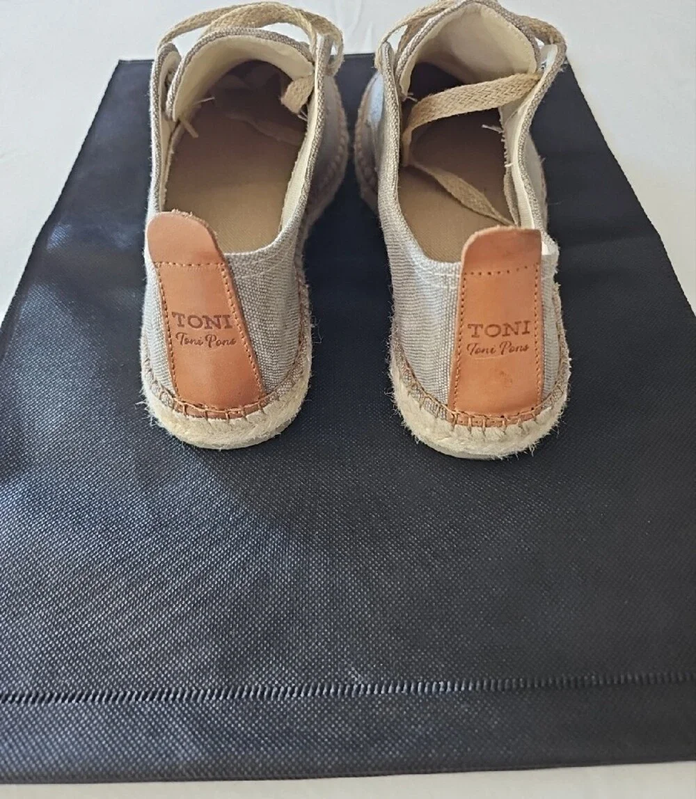 Toni Pons Neutral Linen Espadrille Lace-Up Men's Shoes